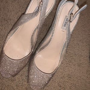 Glittery sliver Guess Heels size 8
